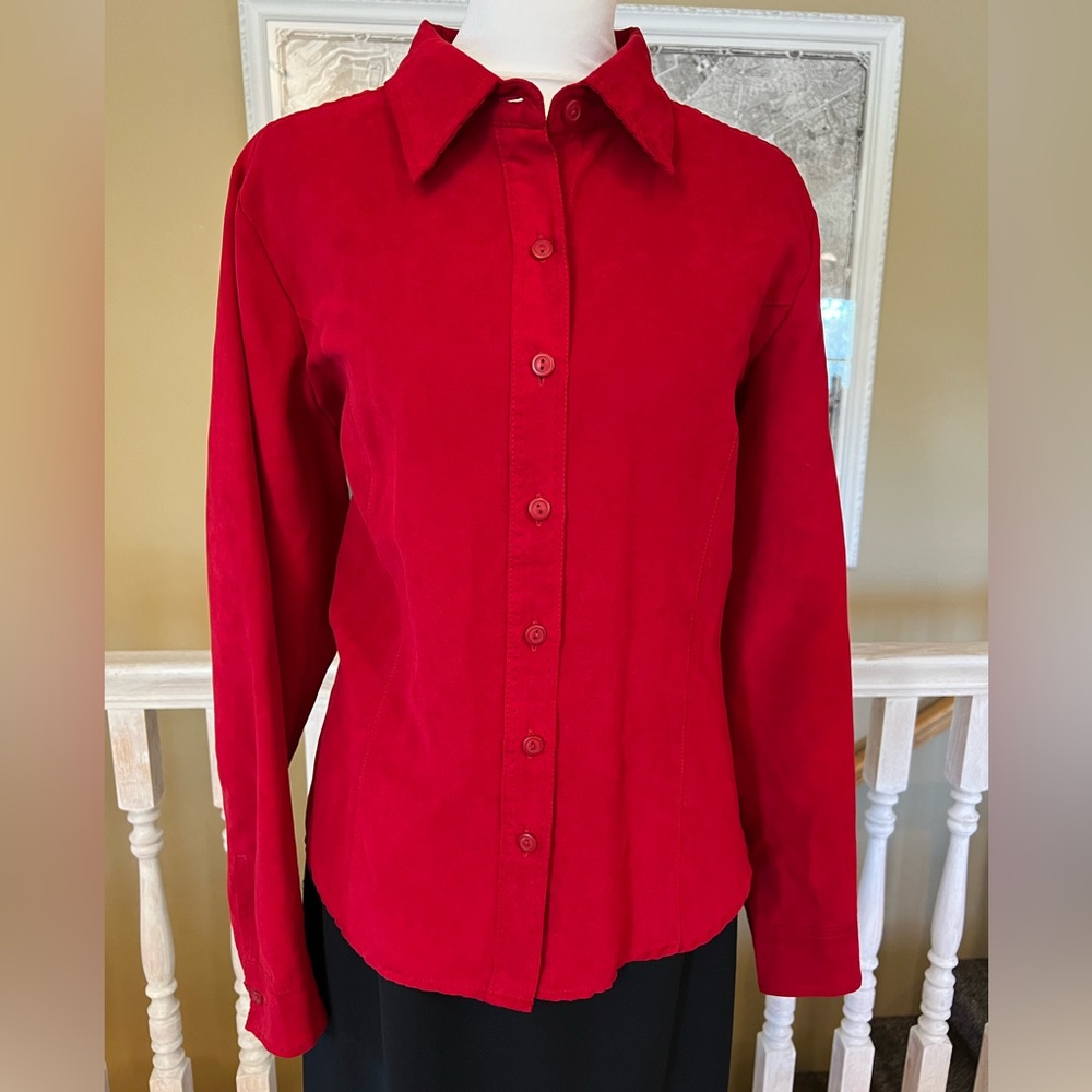 Lemon Grass Red Button Down Shirt - Size Large